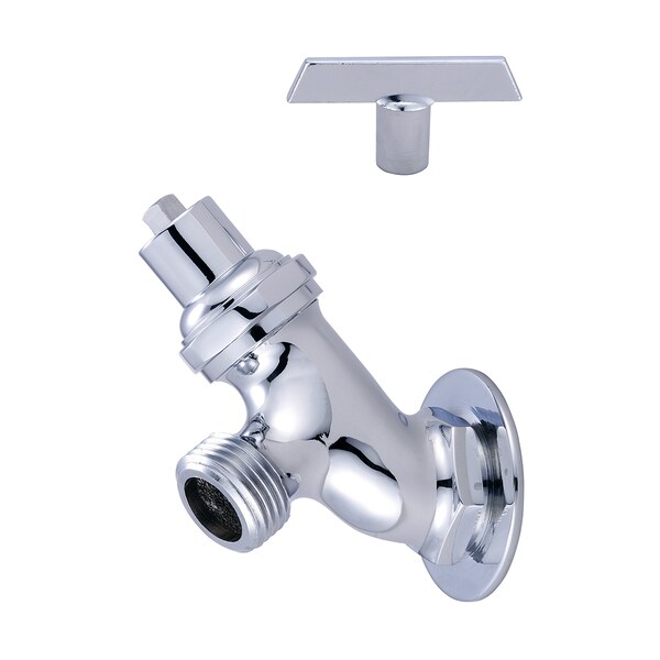 Lawn Faucet, NPT, Single Hole, Polished Chrome, Connection Size: 1/2"